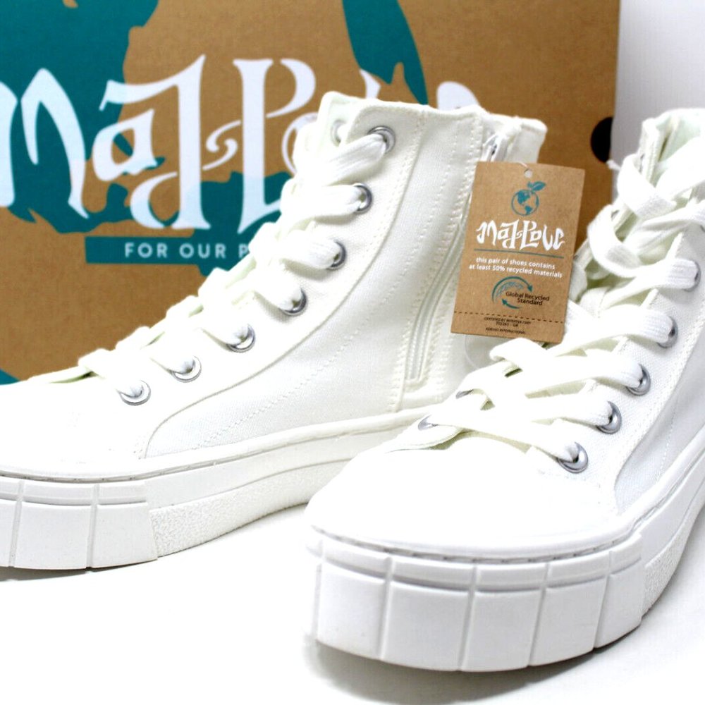 Mad Love Women's High Top Sneakers - White - Platform Sole - Size 9 - Picture 3 of 13